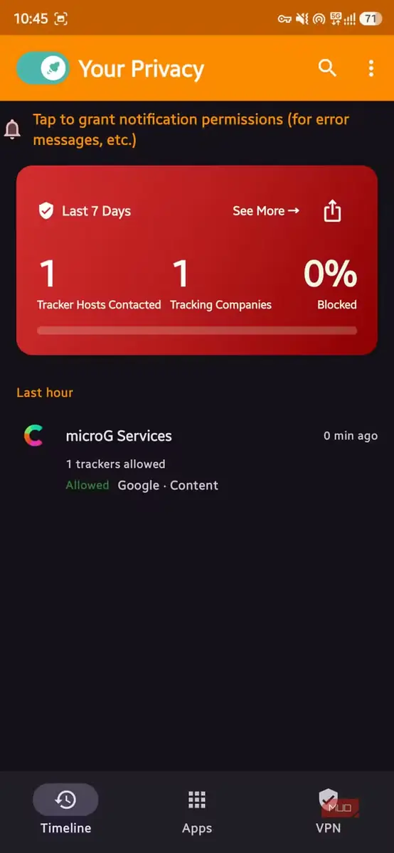 پویش ردیابها با برنامه TrackerControl