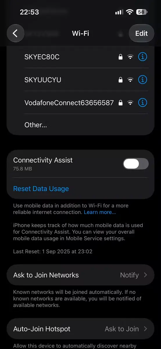 خاموش‌کردن گزینهٔ Connectivity Assist در یک iPhone