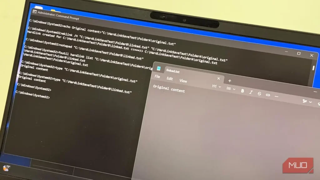 نمایش یک فایل Windows در دو پوشه بدون ساخت نسخه دوم