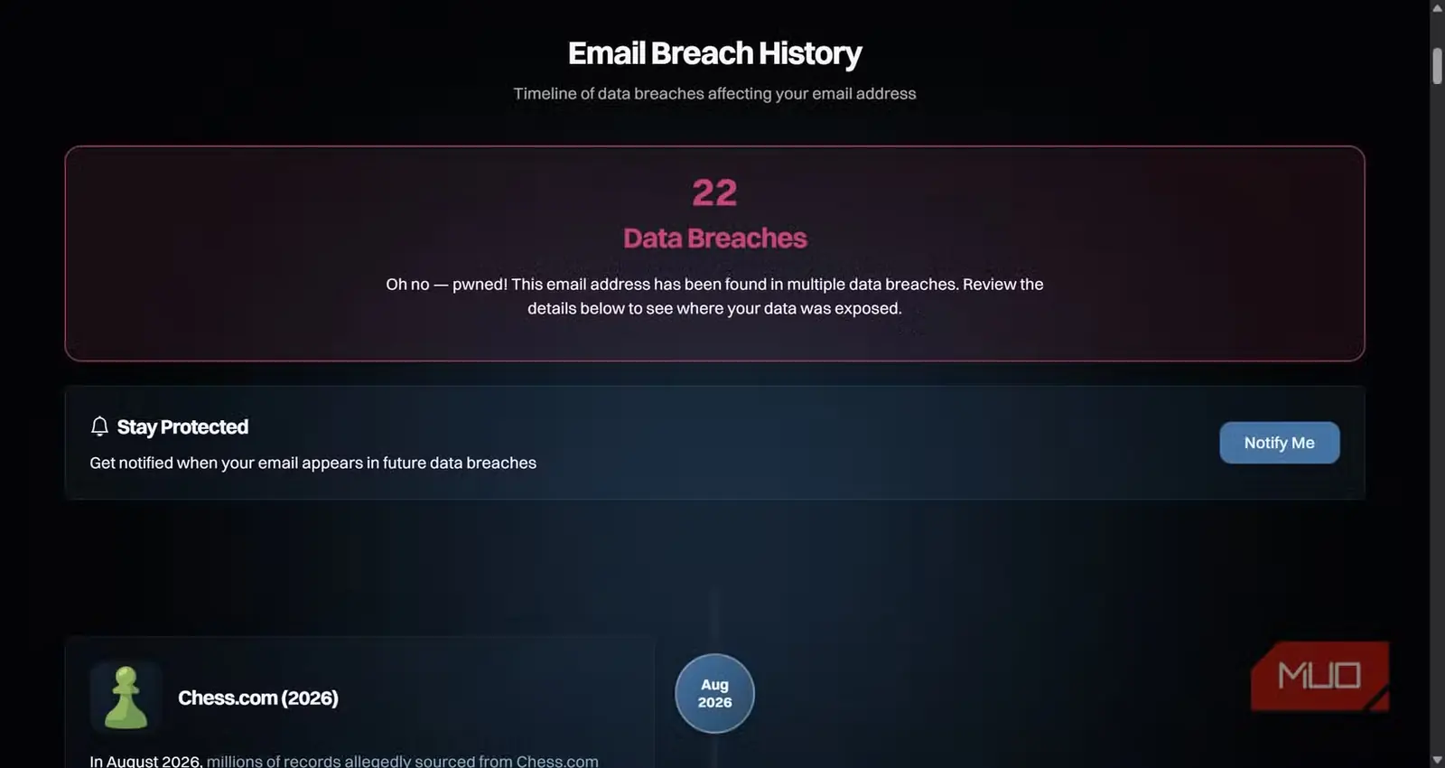 نمایش شمار رخنههای داده در Have I Been Pwned