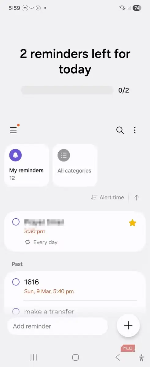 تنظیم یادآوری مکانمحور در برنامه Samsung Reminder
