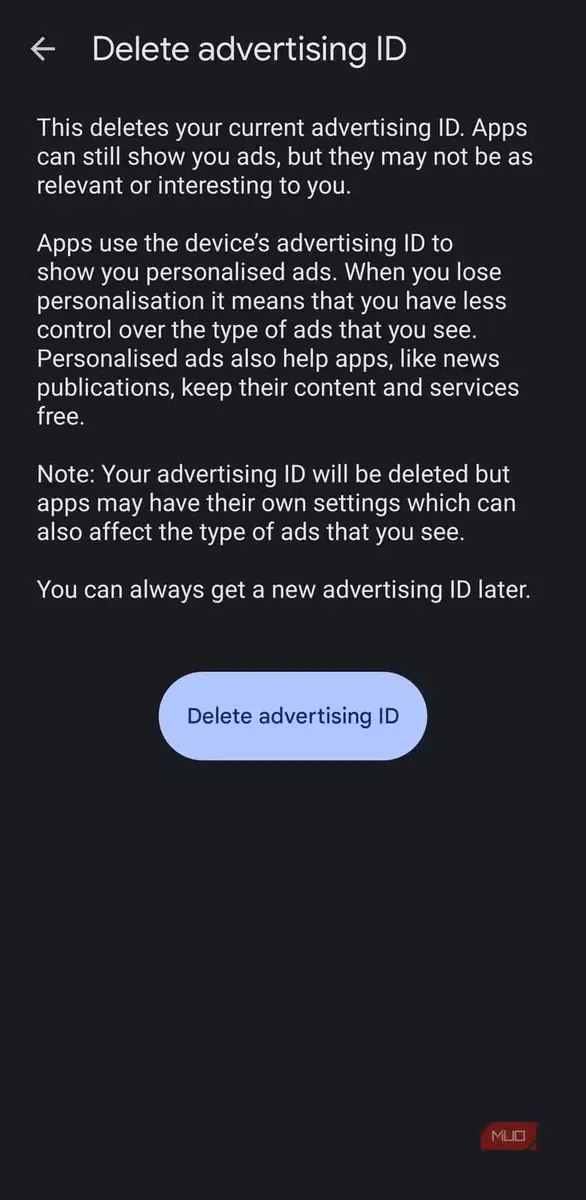 تنظیمات بیشتر حریم خصوصی در Android با گزینه تبلیغات در بخش Google