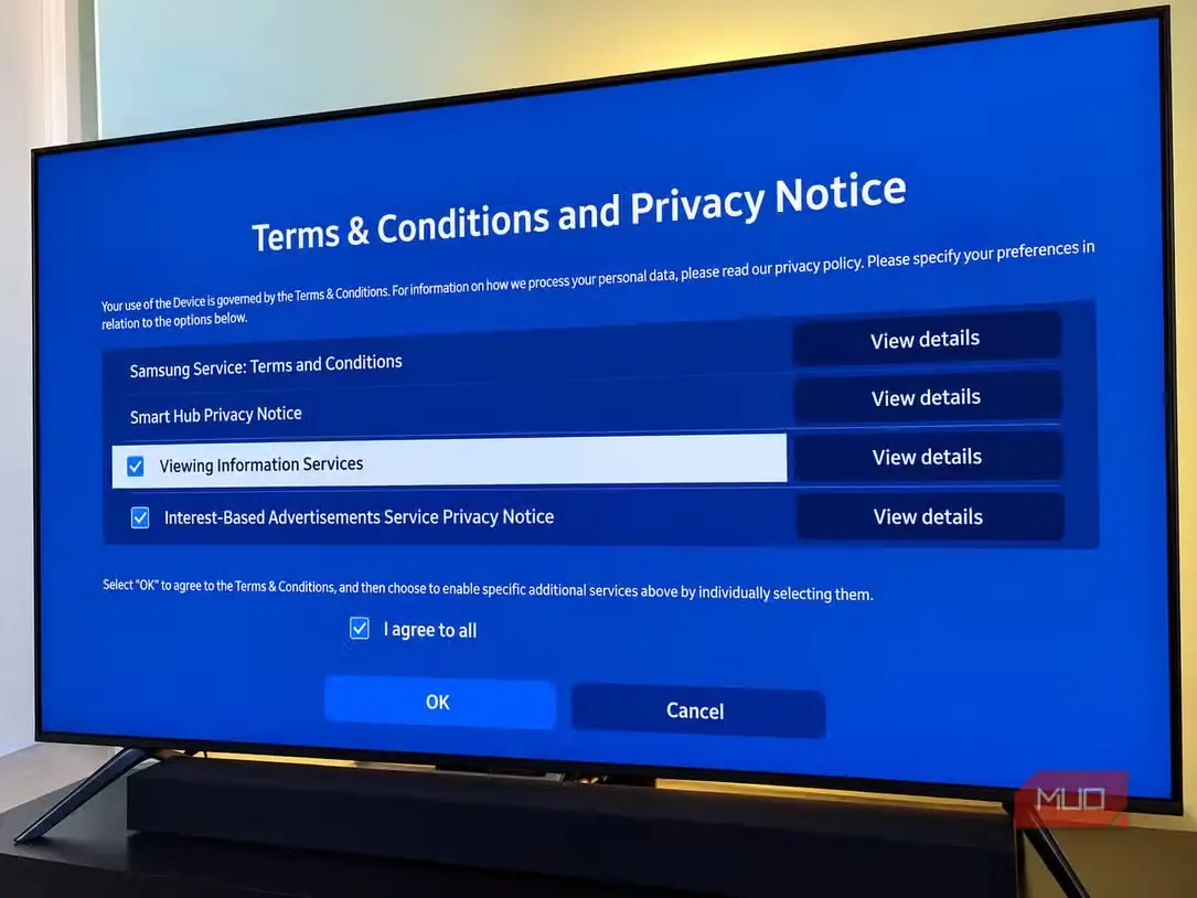 خدمات اطلاعات تماشا (ACR) در Samsung TV