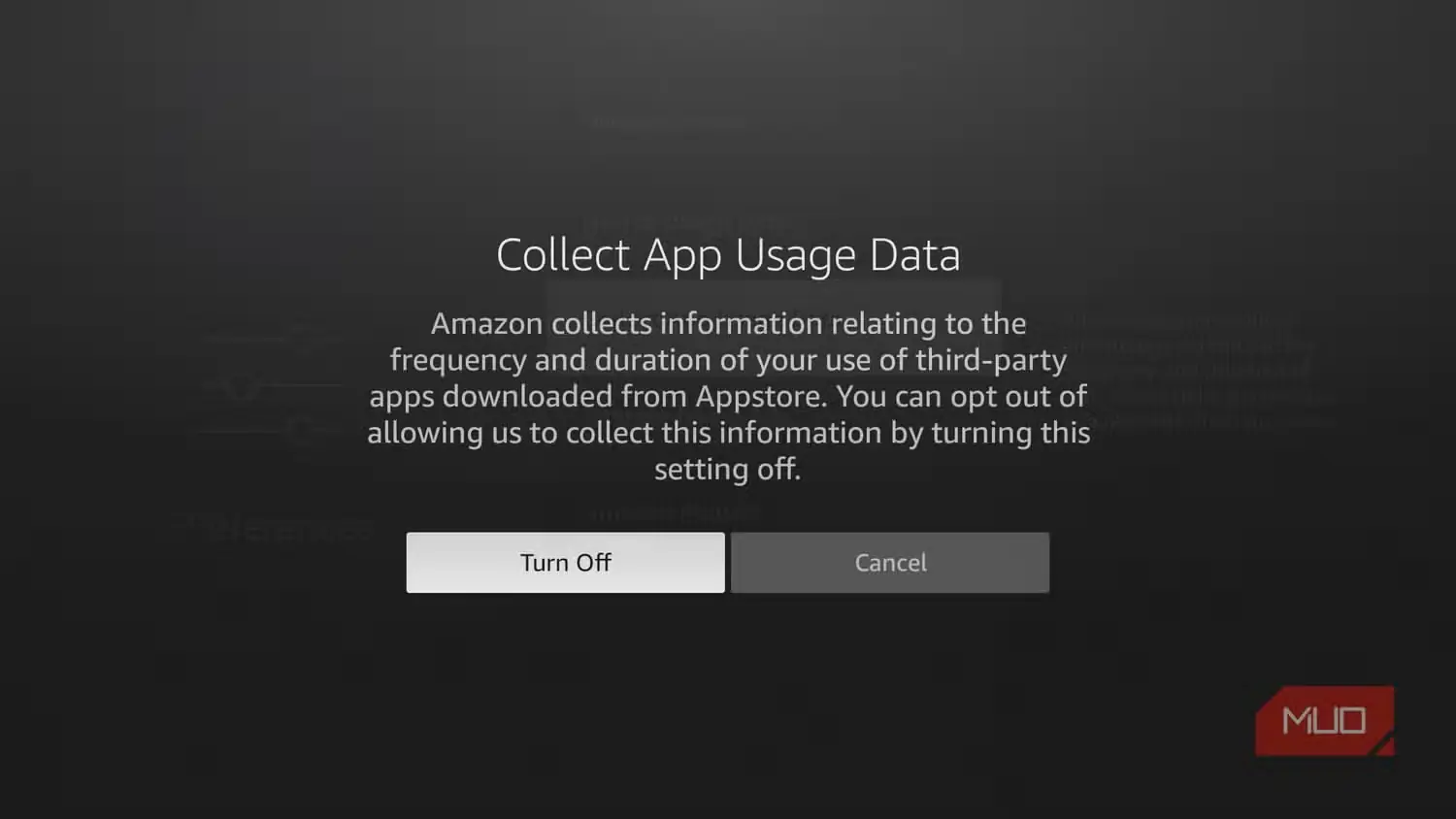 گزینه غیرفعالکردن دادههای استفاده از برنامه در Fire TV