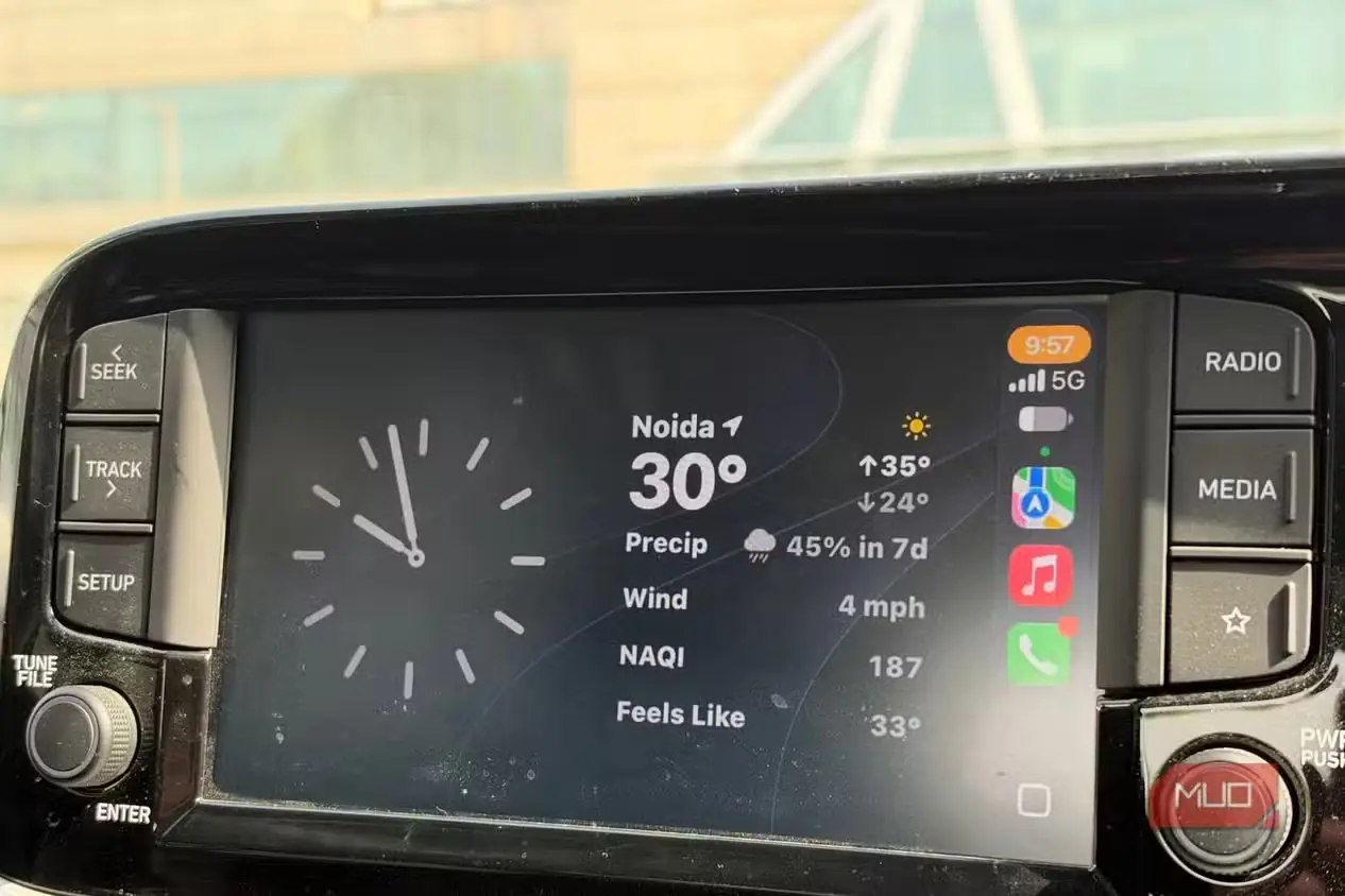 ویجتهای Apple CarPlay روی نمایشگر سرگرمی و اطلاعات خودرو