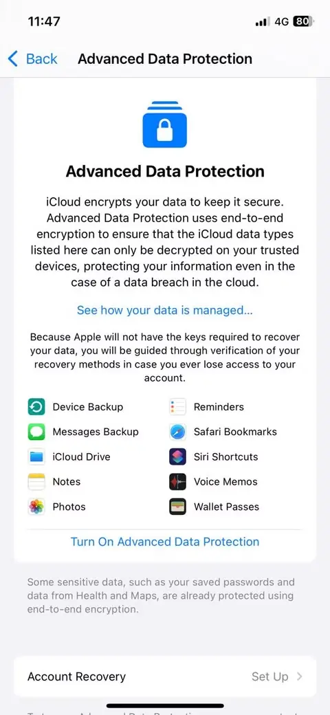 محافظت پیشرفته از دادهها در iPhone