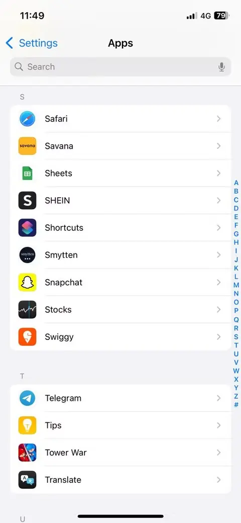 منوی برنامهها در iPhone