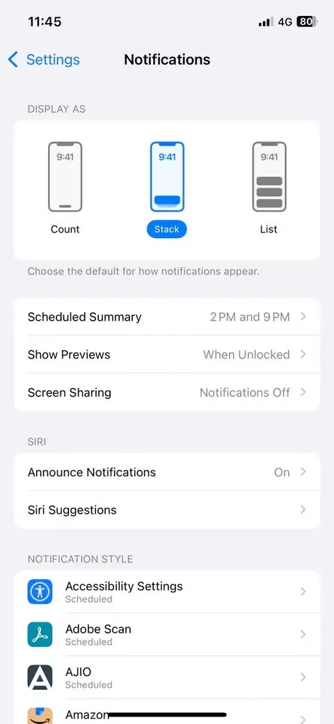 تنظیمات اعلانها در iPhone