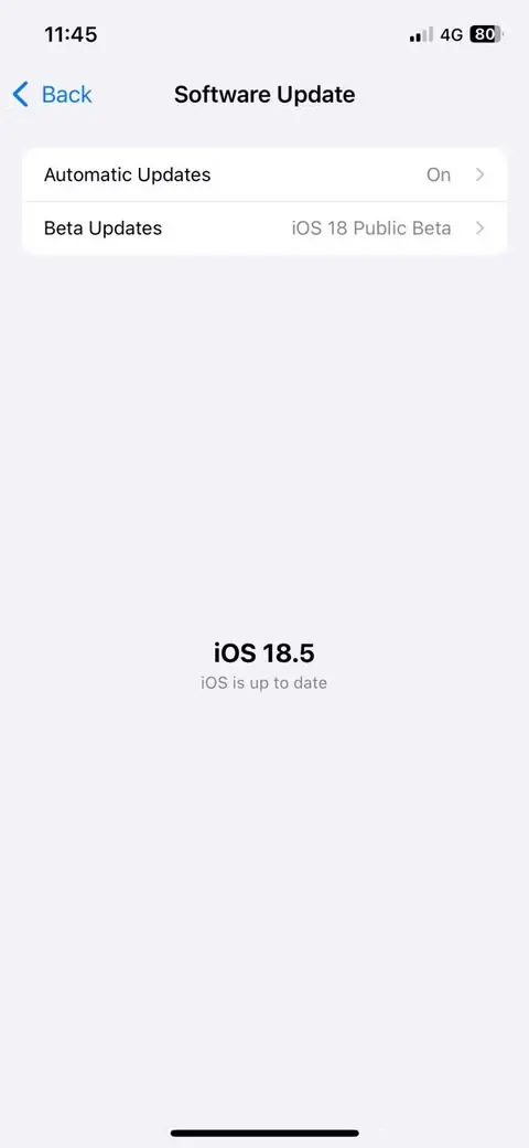 منوی بهروزرسانی نرمافزار در iPhone