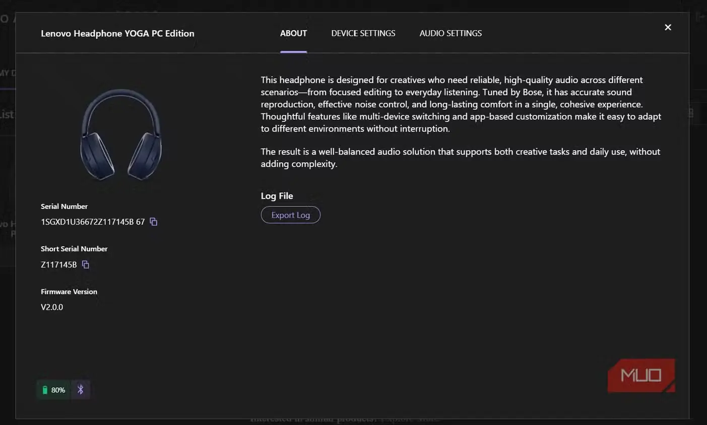 تنظیمات هدفون Lenovo Yoga Headphones