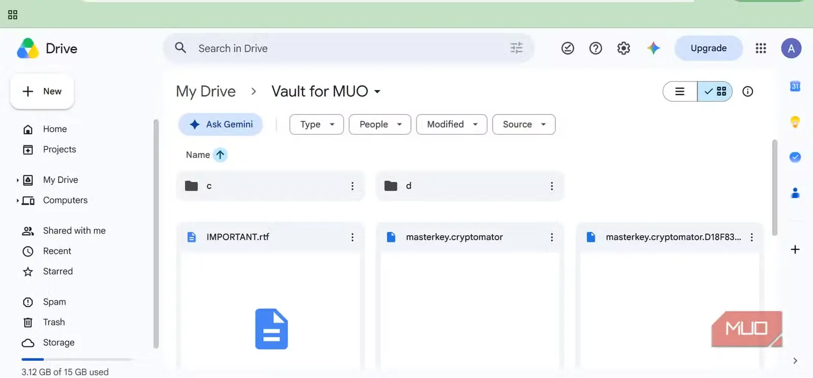 پوشهٔ رمزگذاریشدهٔ من در Google Drive