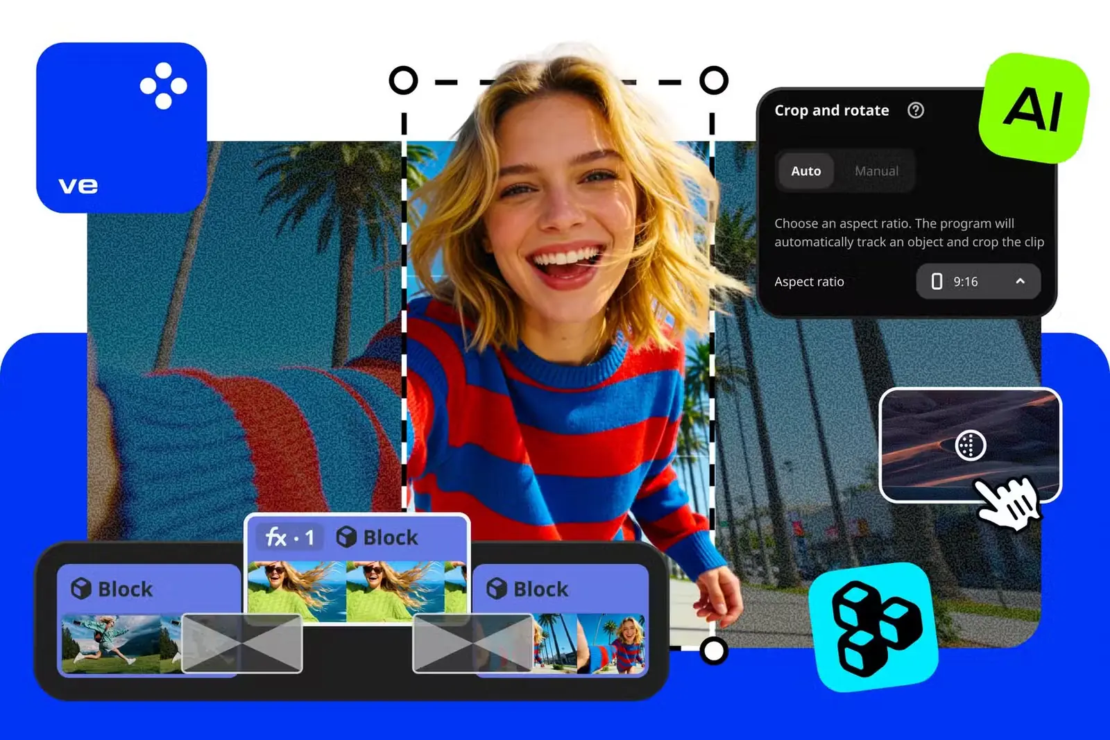 نمای قابلیت بلوکها در Movavi Video Editor
