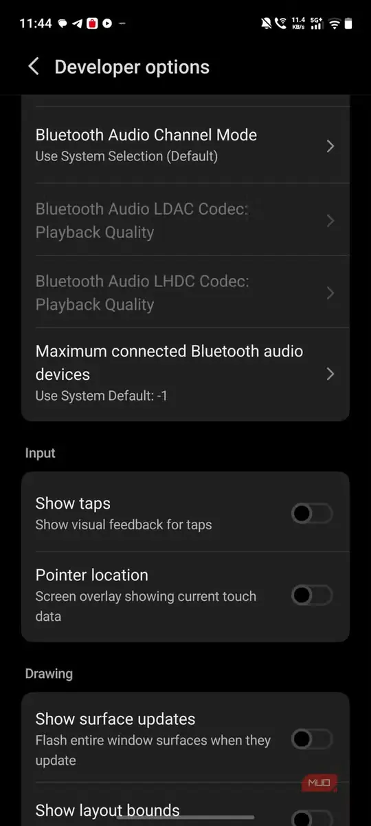 نمای صفحه تنظیمات بلوتوث در vivo x300 pro