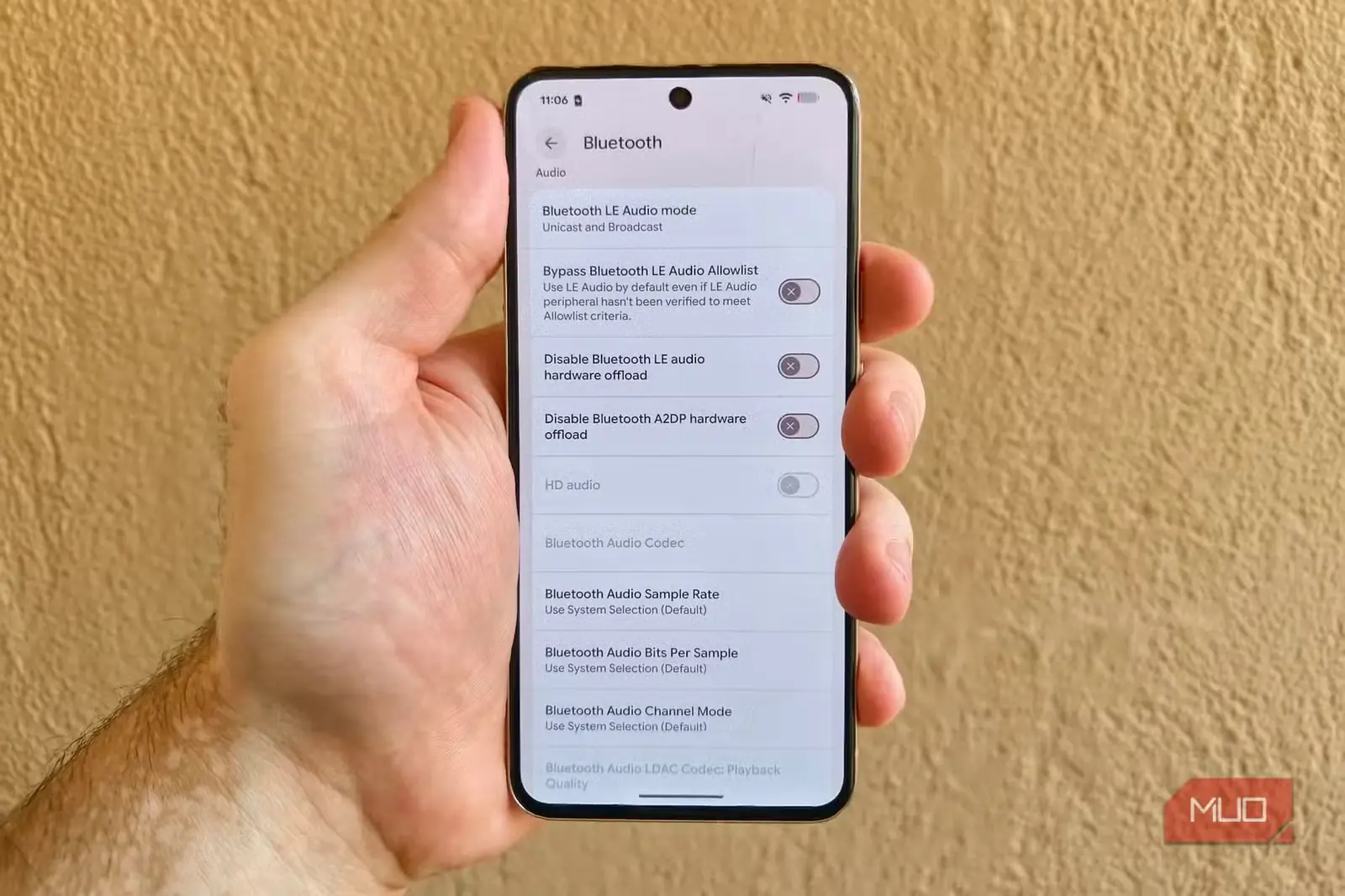 صفحه تنظیمات صدای بلوتوث در pixel 8