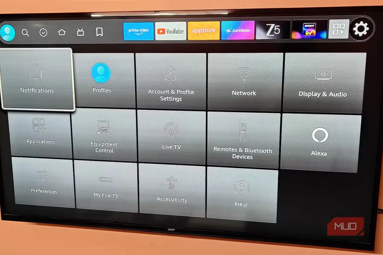 نوار تنظیمات Fire TV Stick
