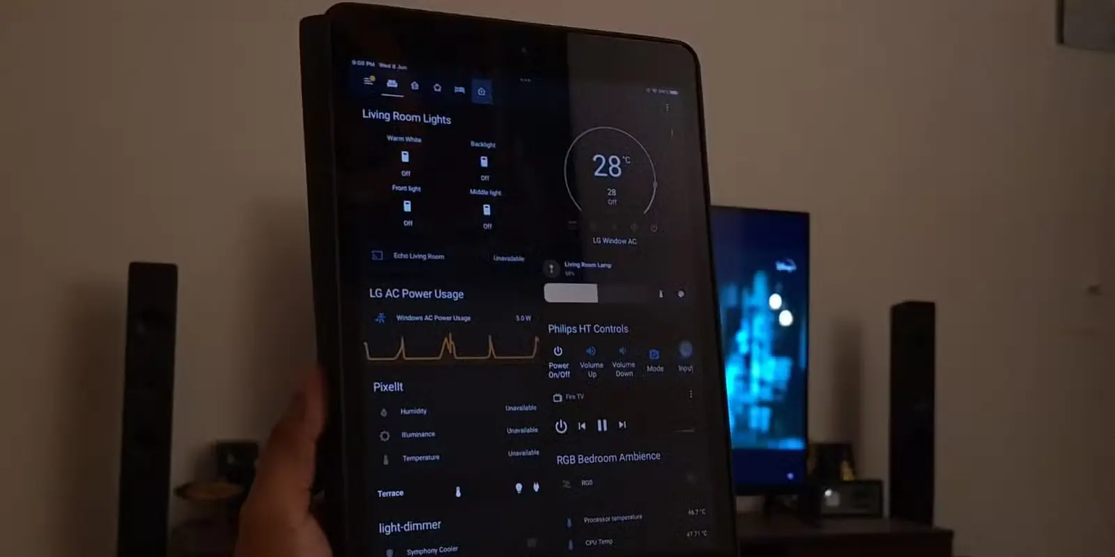 داشبورد Home Assistant در برنامه iPad