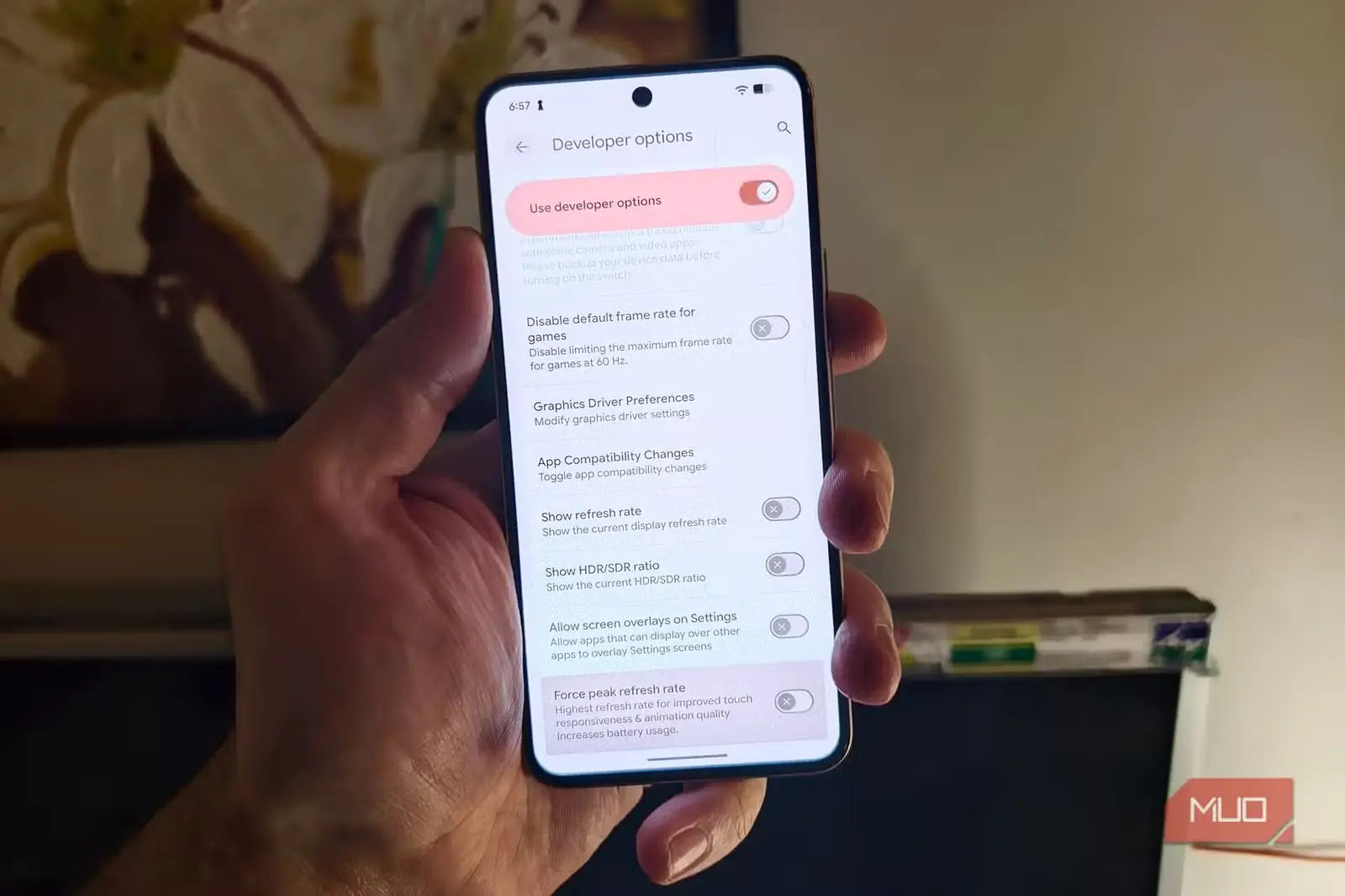 تنظیمات گزینههای توسعهدهنده در Pixel 8