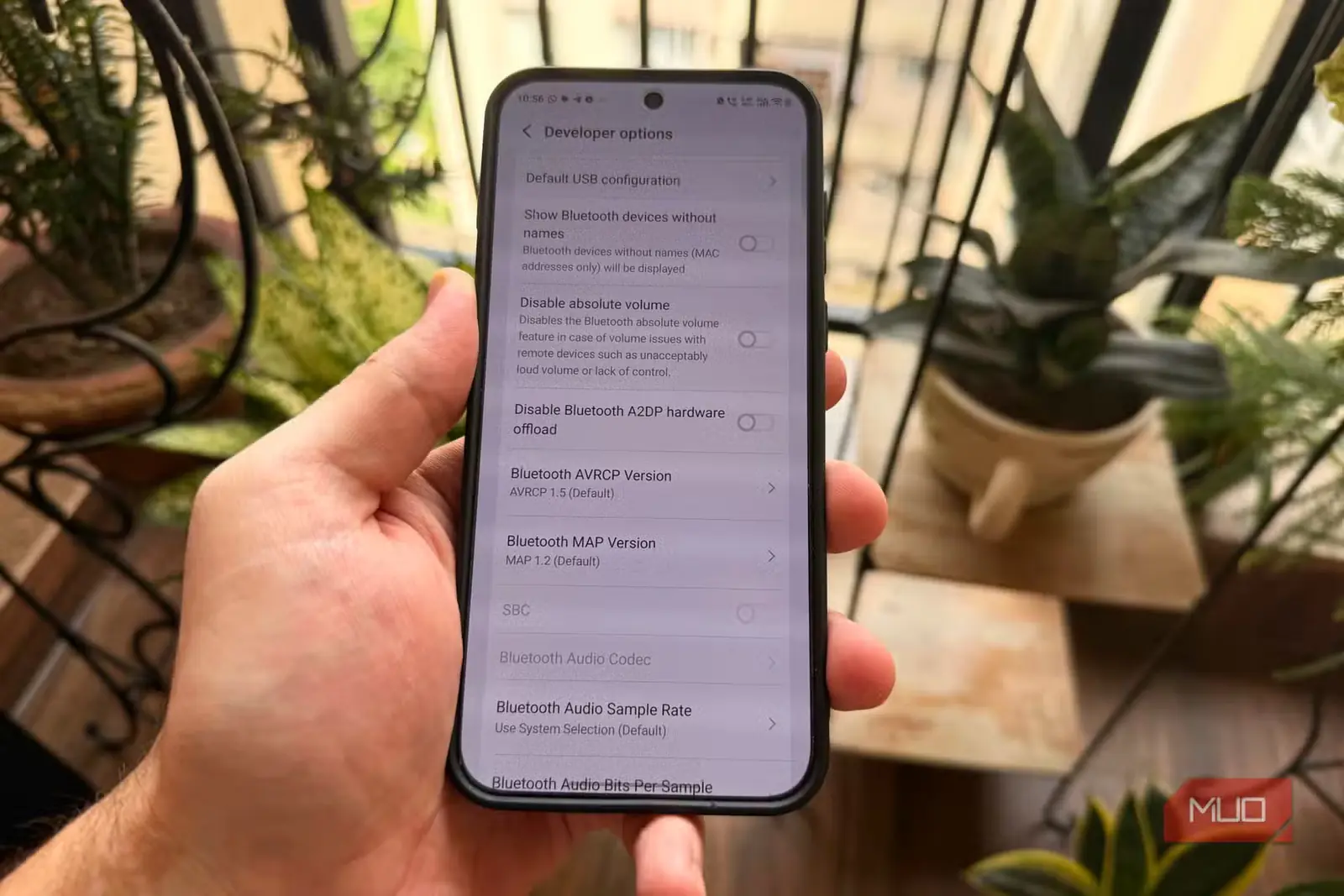 تنظیمات صوتی بلوتوث در بخش گزینههای توسعهدهندهٔ vivo X3000 Pro