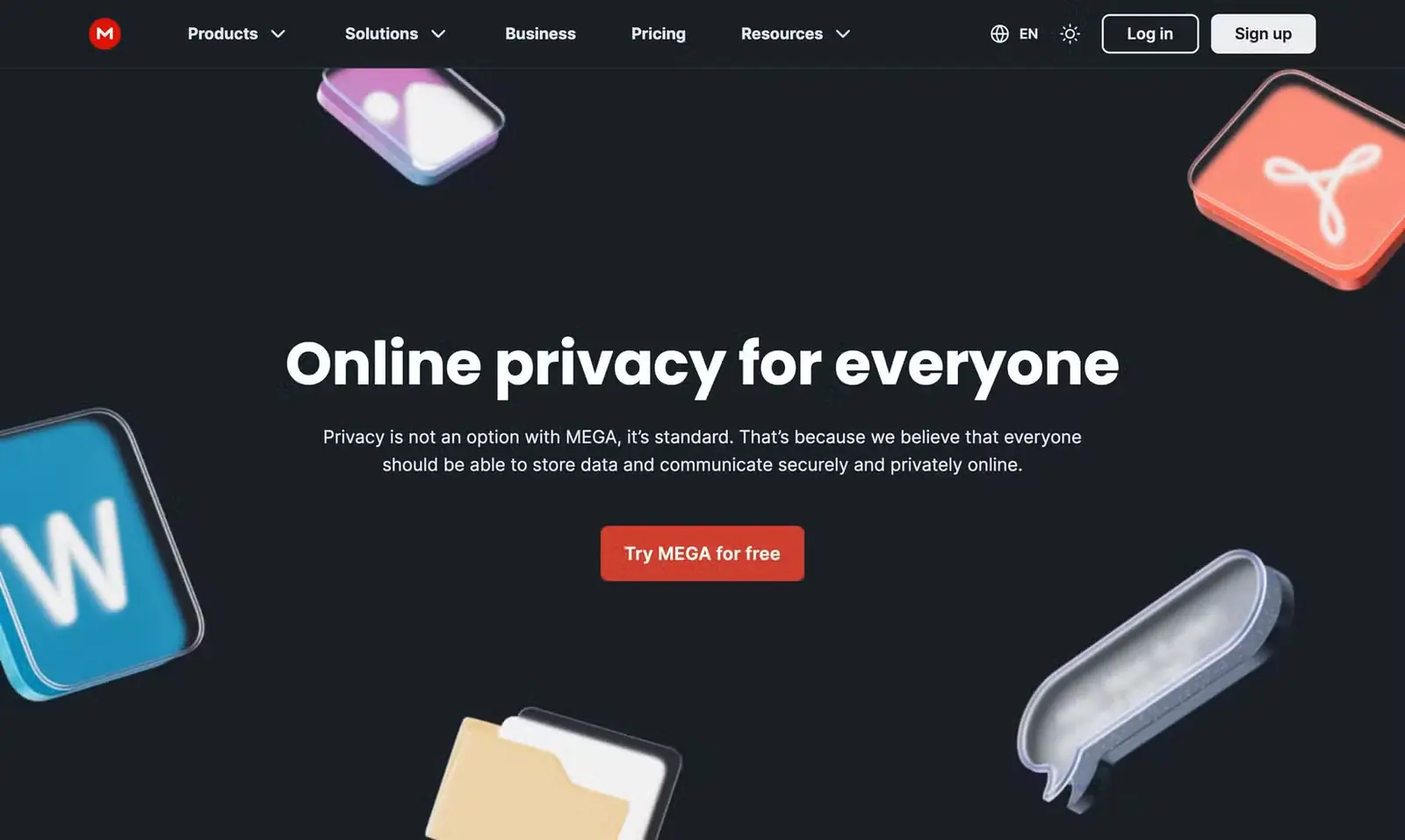 صفحه اصلی سرویس ذخیرهسازی ابری Mega