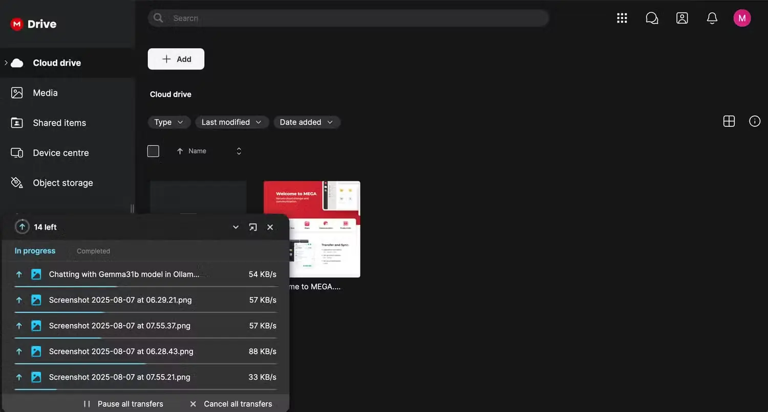 بارگذاری فایلها در سرویس ذخیرهسازی ابری Mega