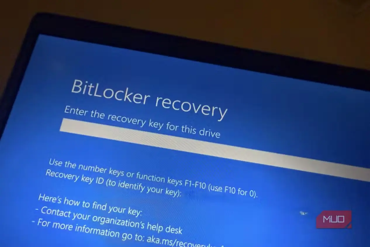 صفحهٔ بازیابی BitLocker برای دسترسی دوباره به درایو