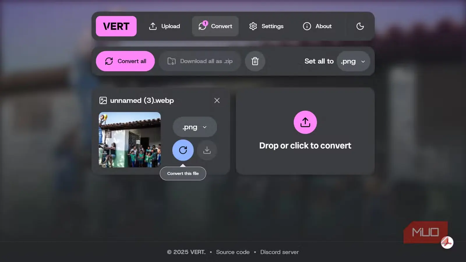 رابط تبدیل تصویر در ابزار VERT با فایل .webp آماده تبدیل به .png