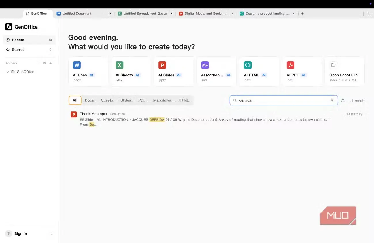 نمای قابلیت جستوجو در GenOffice