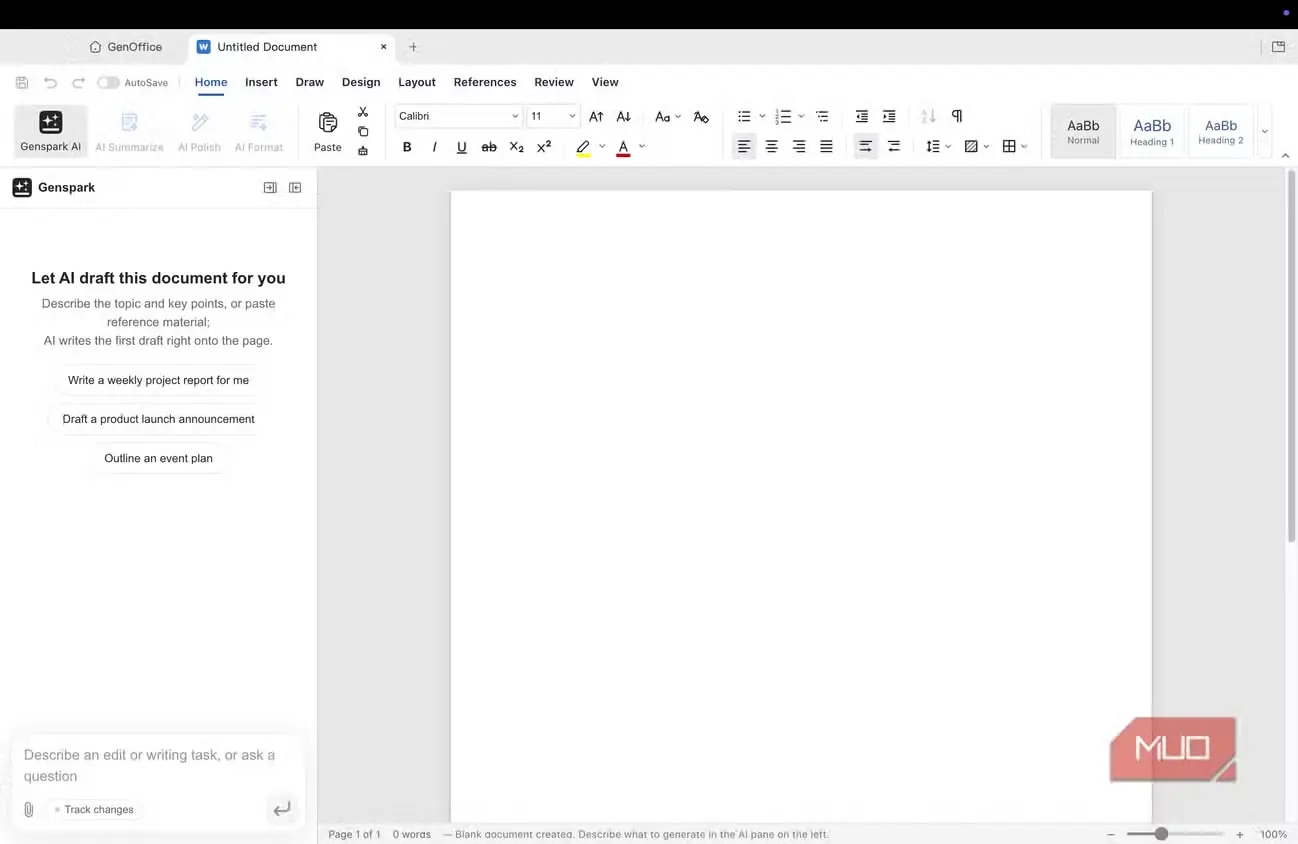 رابط GenOffice برای ساخت اسناد با هوش مصنوعی
