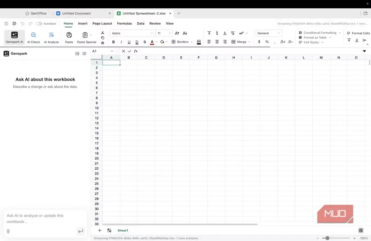 رابط GenOffice برای ساخت صفحهگسترده با هوش مصنوعی