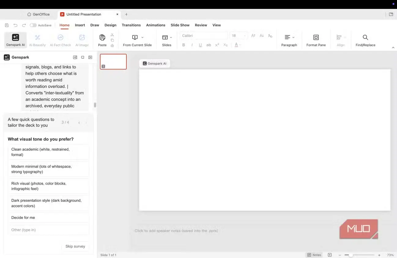 پرسشهای GenOffice پیش از ساخت اسلاید با هوش مصنوعی