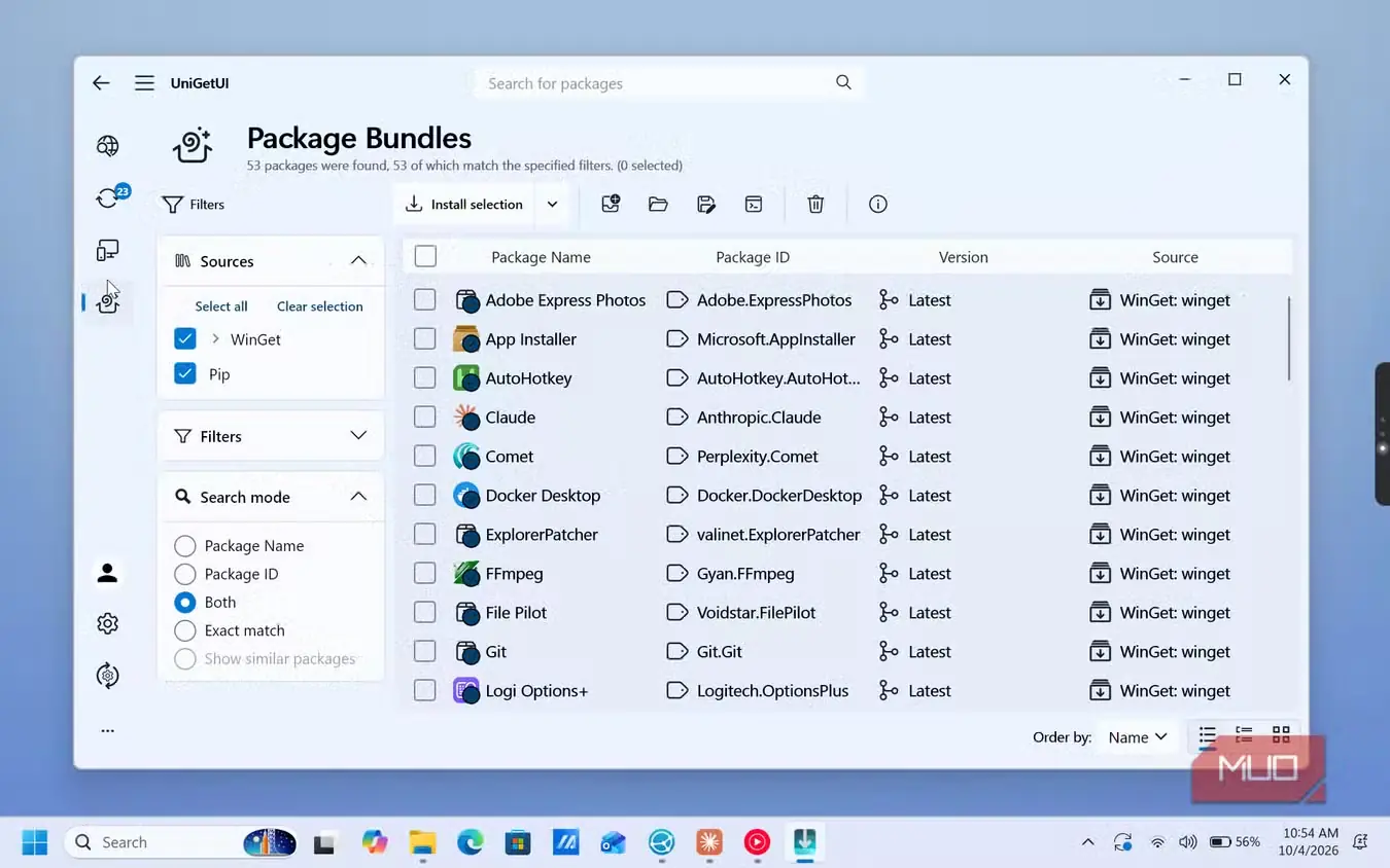 رابط نصب نرمافزارهای Windows از بستههای گروهی UniGetUI