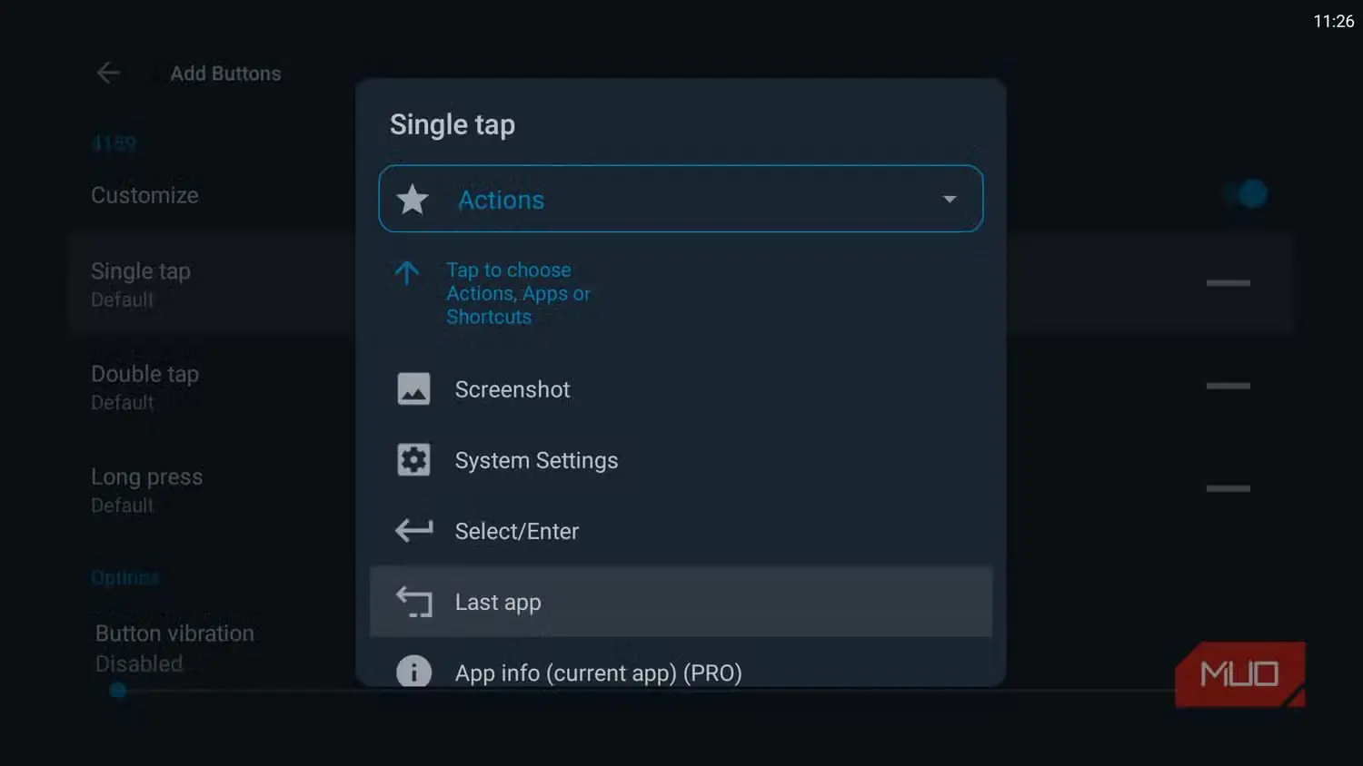 گزینههای بازتعریف دکمهها در برنامه Button Mapper روی Google TV