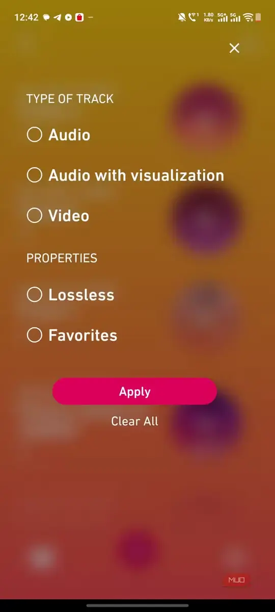 نمای حالتهای ضبط صدا در برنامه Dolby On