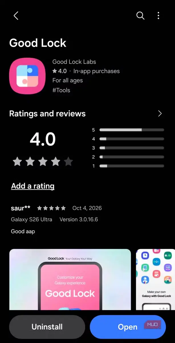 صفحه Samsung Good Lock در فروشگاه Galaxy Store