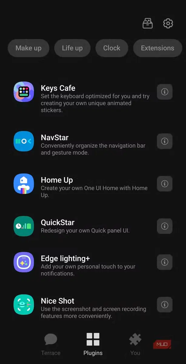 نمای افزونه NavStar در برنامه Good Lock