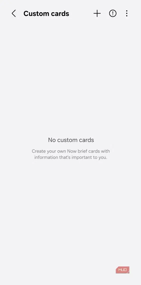 منوی کارتهای سفارشی Now Brief در گوشی Samsung