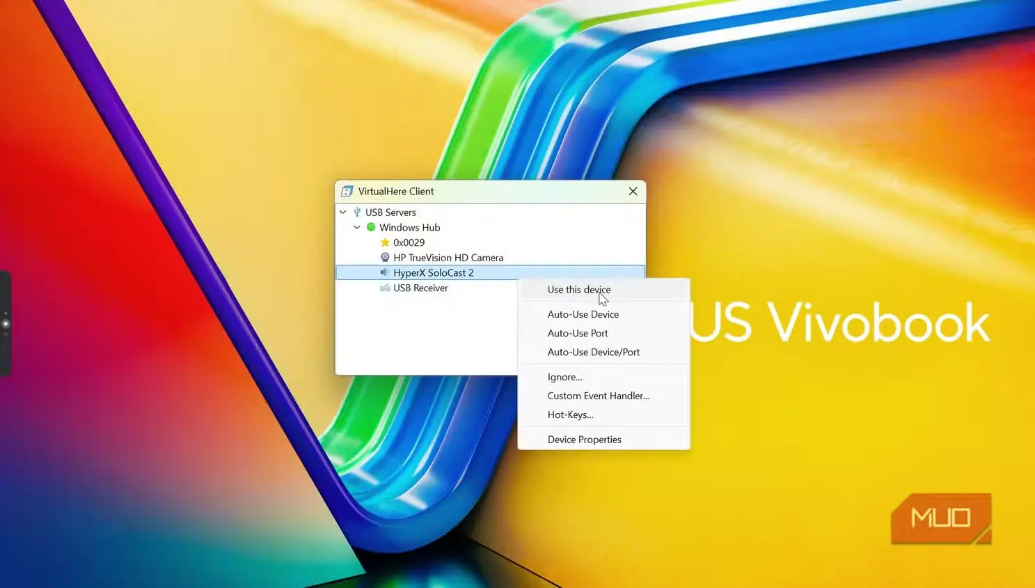 رابط مدیریت دستگاههای USB در کارخواه VirtualHere