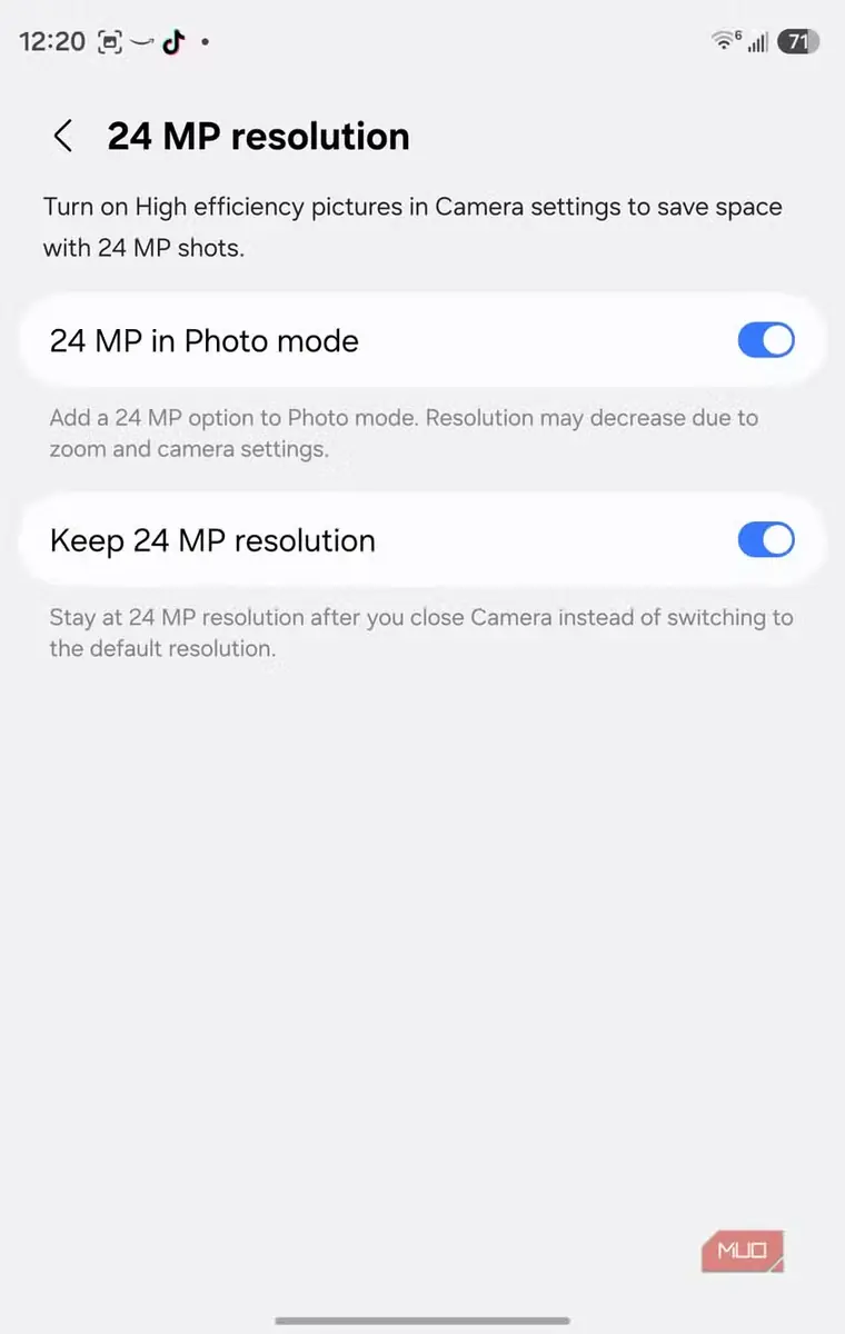 نمایش وضوح تصویر 24MP