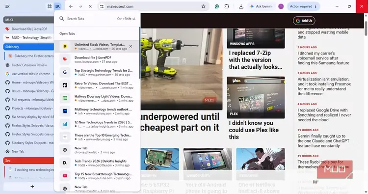 گروه‌بندی عمودی زبانه‌ها در Chrome