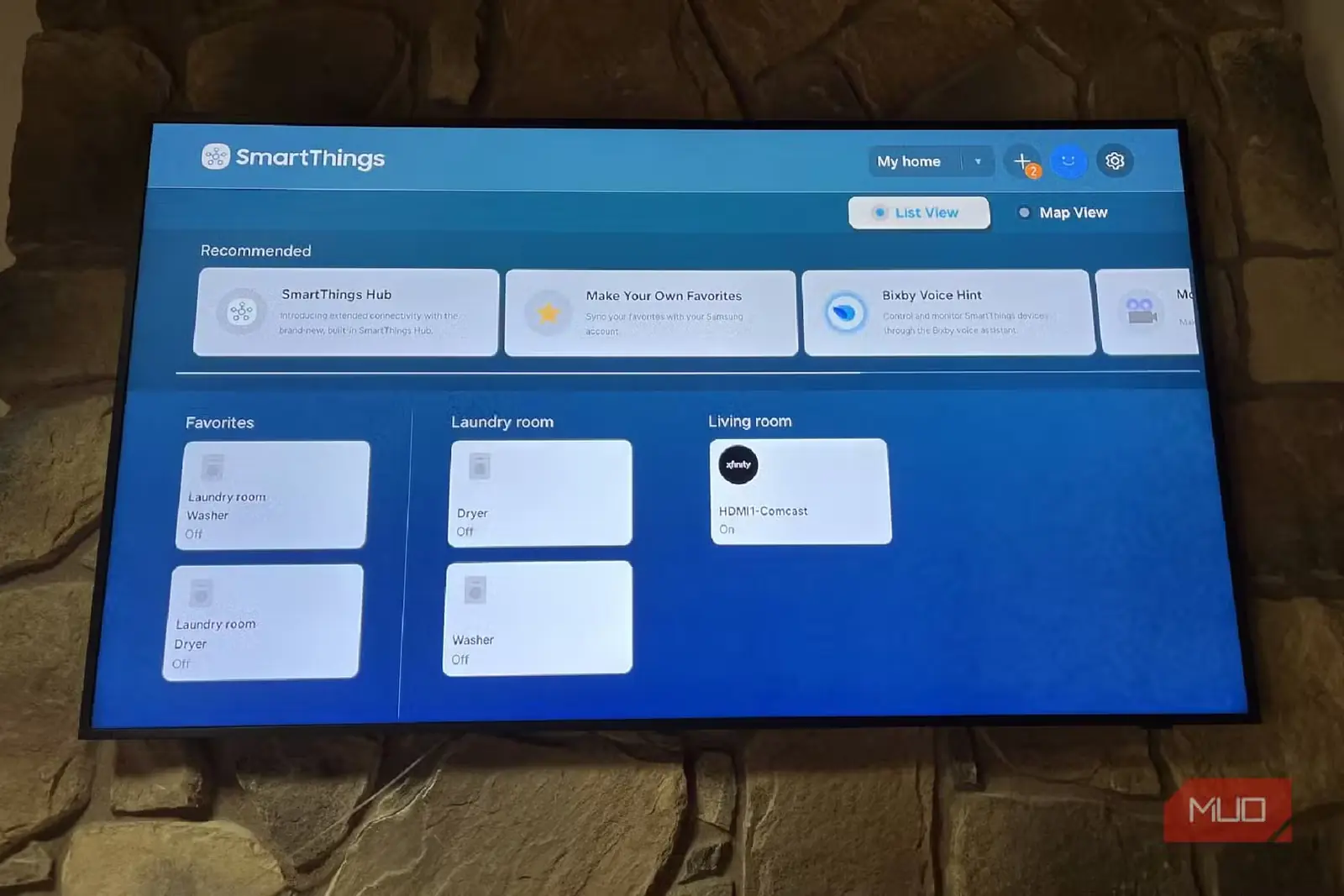 بخش علاقه‌مندی‌های Samsung SmartThings روی تلویزیون Samsung Frame