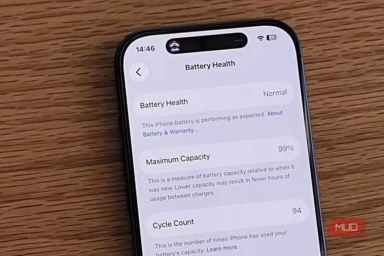 صفحه سلامت باتری در iPhone 17 Pro