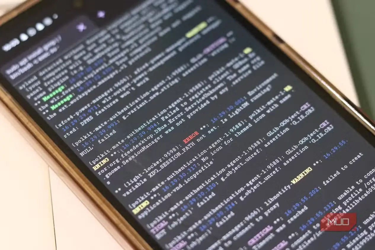 نمایش کدهای خطا در ترمینال Android هنگام اجرای فرمان display
