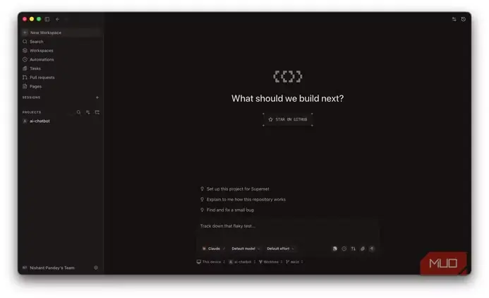 نمای صفحهٔ اصلی Superset IDE