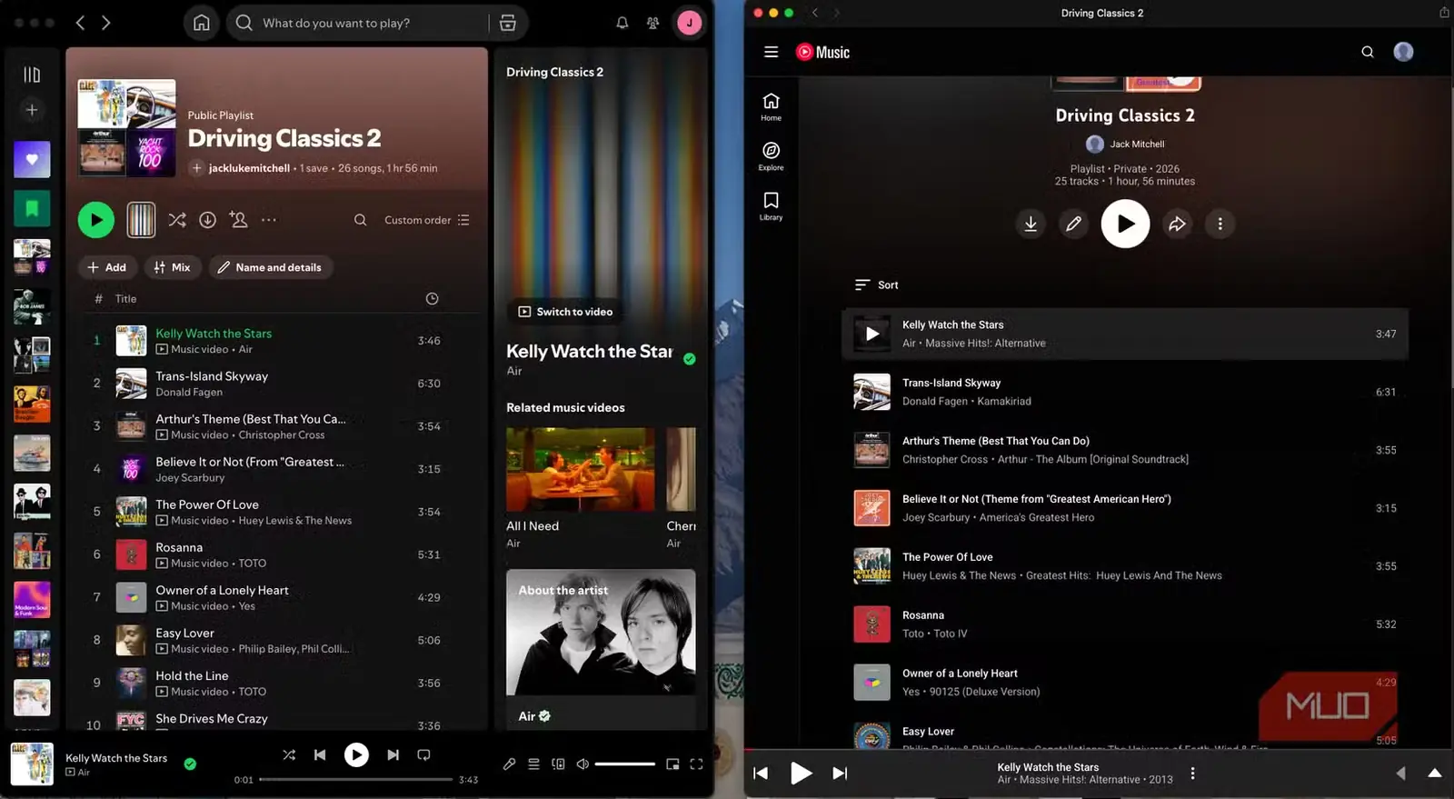 فهرستهای پخش من پس از انتقال از Spotify به YouTube Music