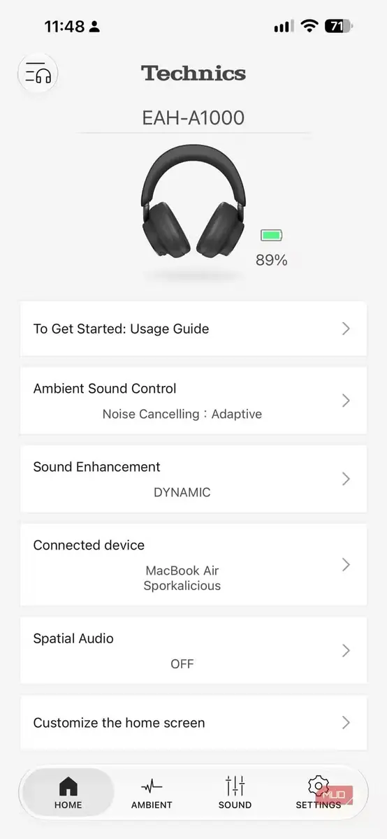 صفحه اصلی برنامه Technics EAH-A1000