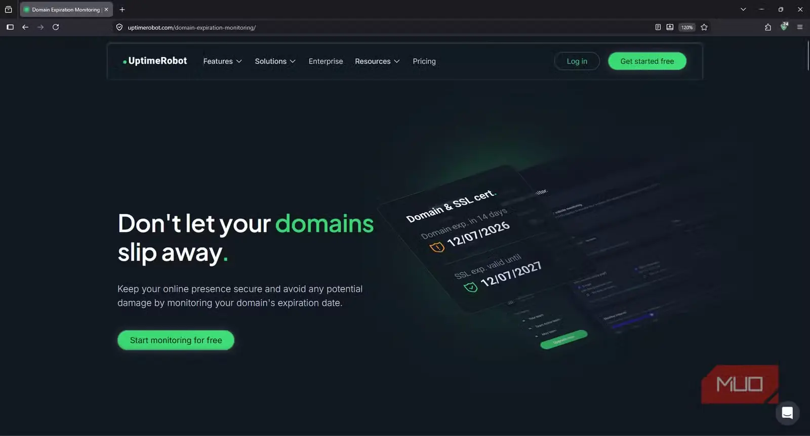 امکانات طرح پولی UptimeRobot برای گواهیهای SSL، رکوردهای DNS و انقضای دامنه