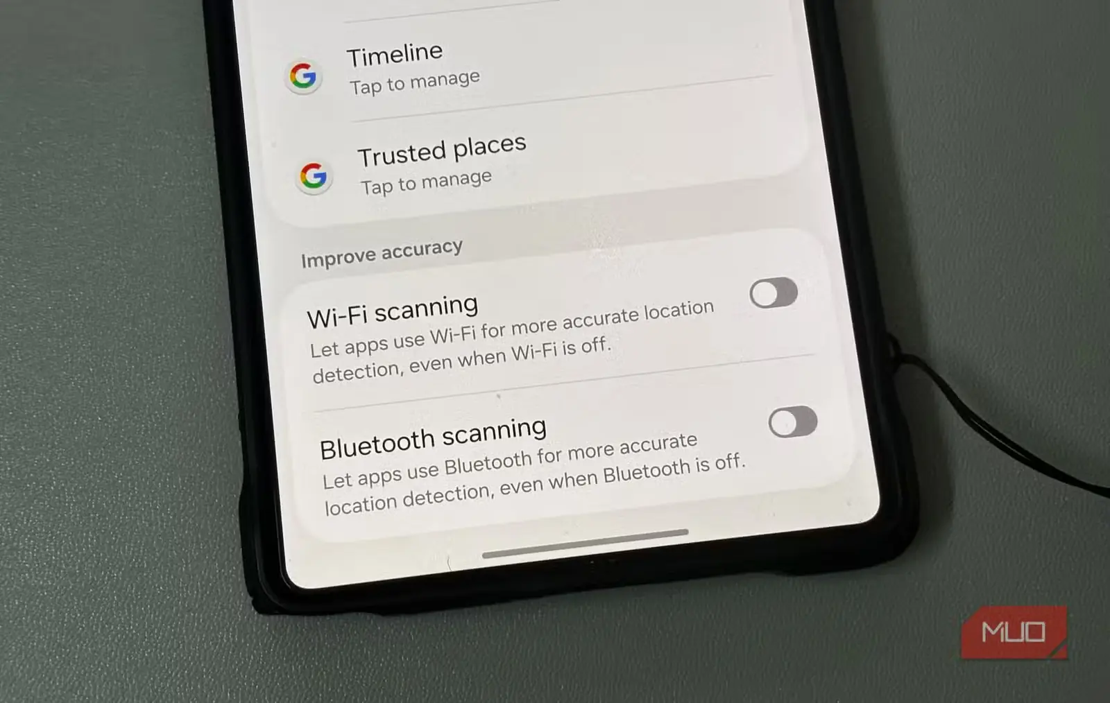 تنظیمات پویش Wi-Fi و Bluetooth