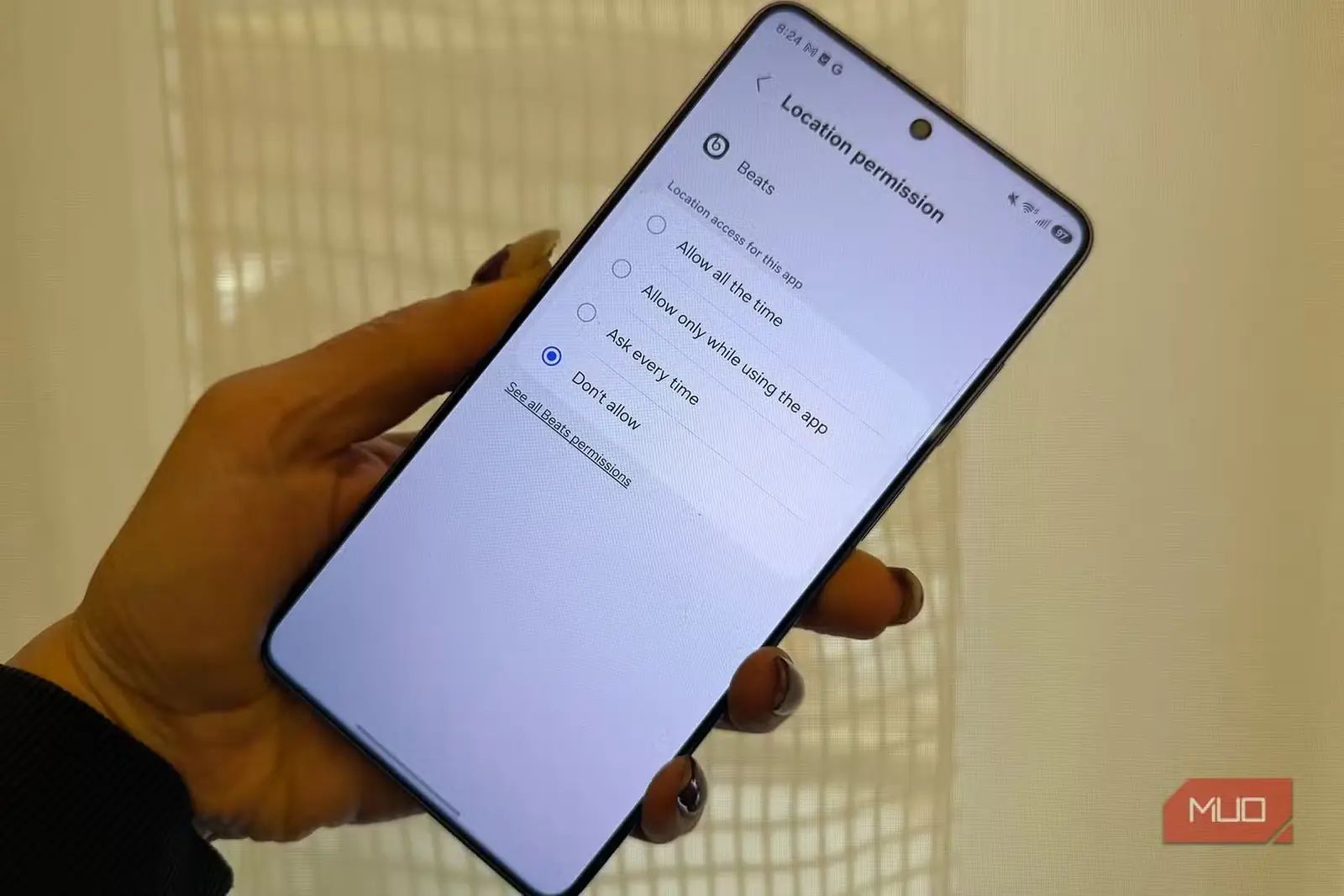 منوی مجوزهای ردیابی موقعیت مکانی در Samsung Galaxy S26 Ultra