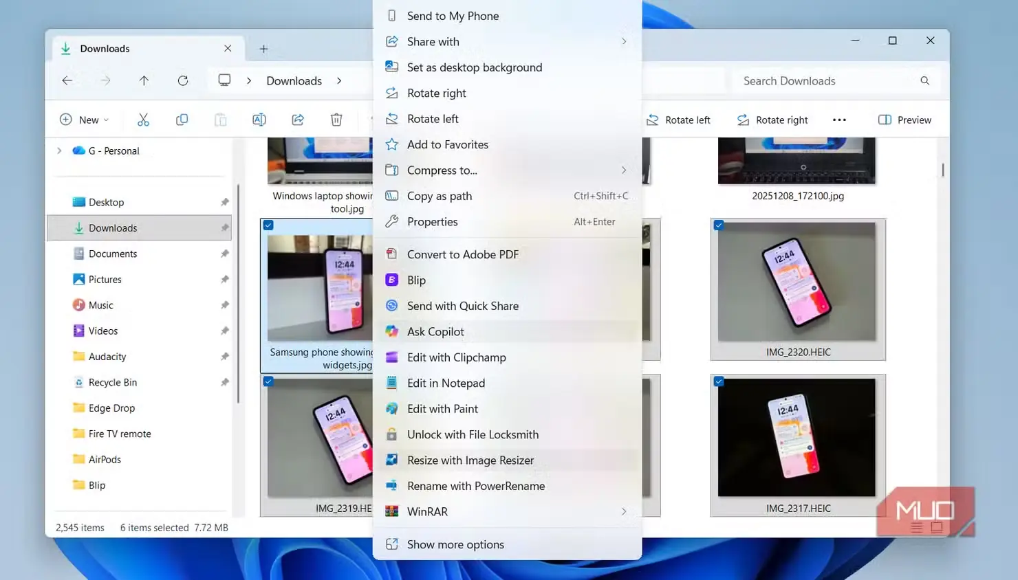 ابزار تغییر اندازهٔ تصویر در File Explorer
