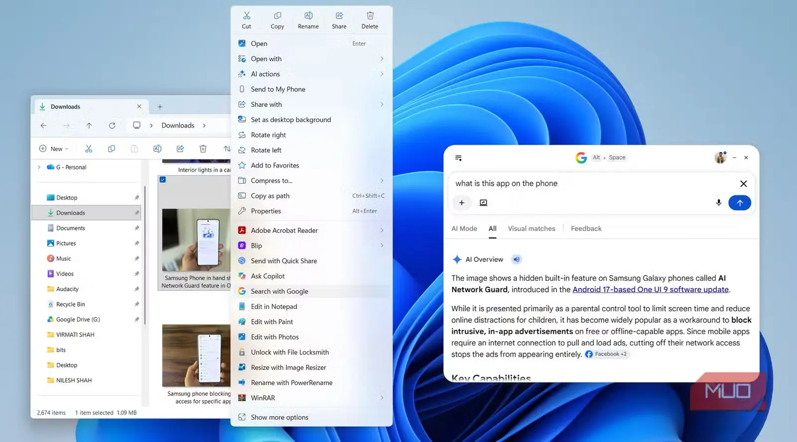 جست‌وجو با Google در Windows 11